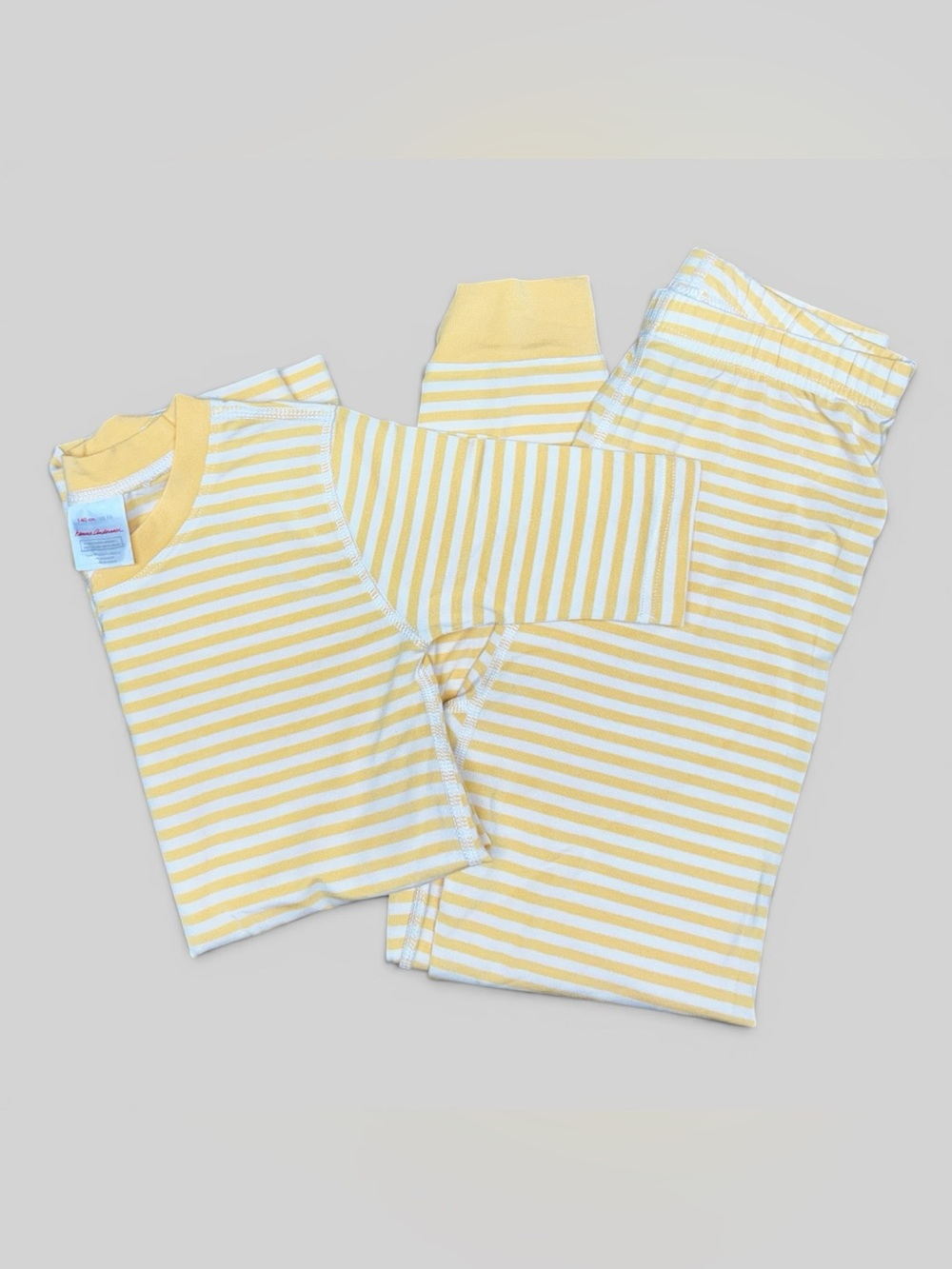Hanna Andersson Yellow & White Stripe Pajama Set Size 140 (US 10)